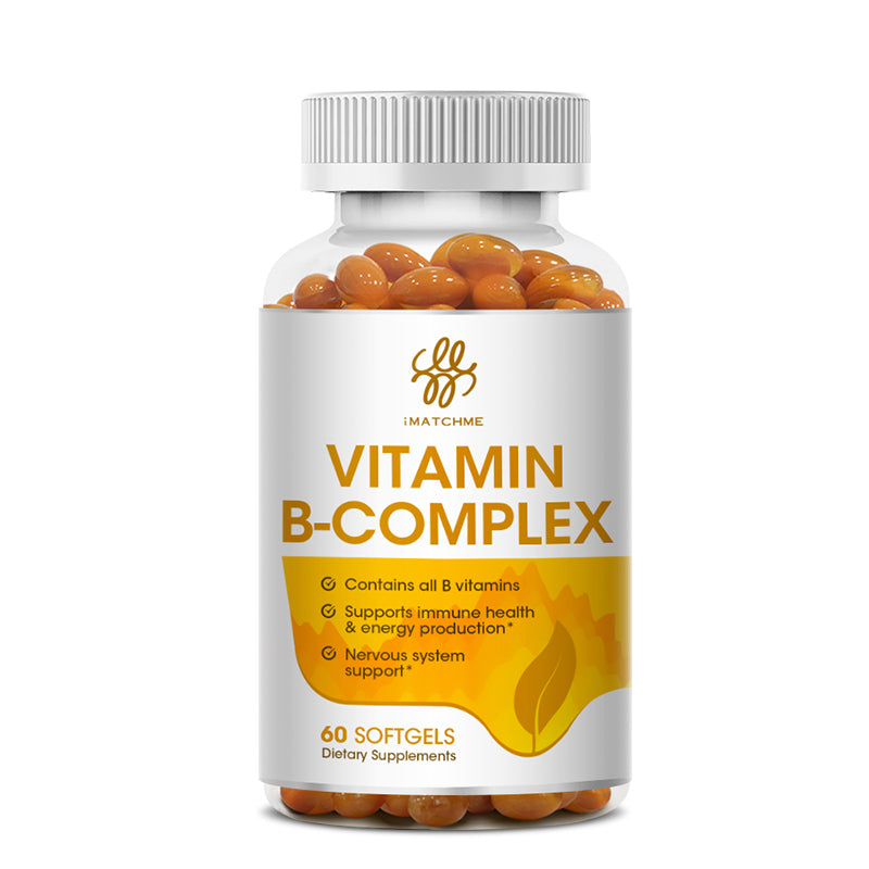 iMATCHME Vitamin B Complex Capsule (B12, B1, B2, B3, B5, B6, B7, B9, Folic Acid & Biotin) ,Reduce Stress & Supports Better Moods ,Assists Nervous System Health & Energy