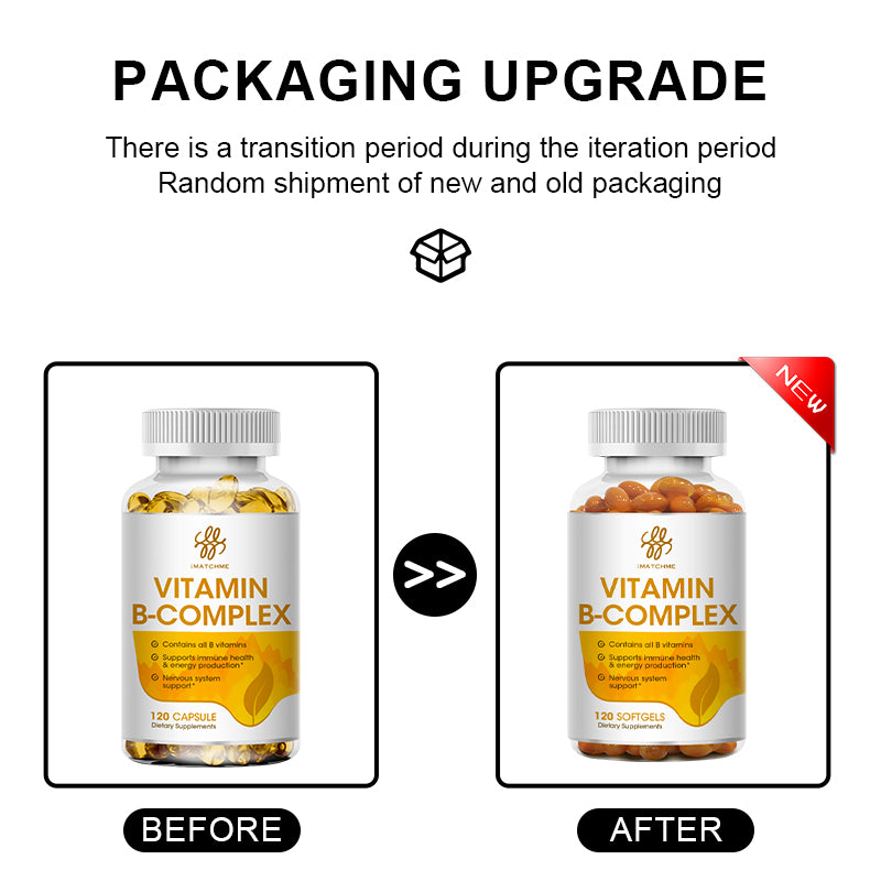 iMATCHME Vitamin B Complex Capsule (B12, B1, B2, B3, B5, B6, B7, B9, Folic Acid & Biotin) ,Reduce Stress & Supports Better Moods ,Assists Nervous System Health & Energy