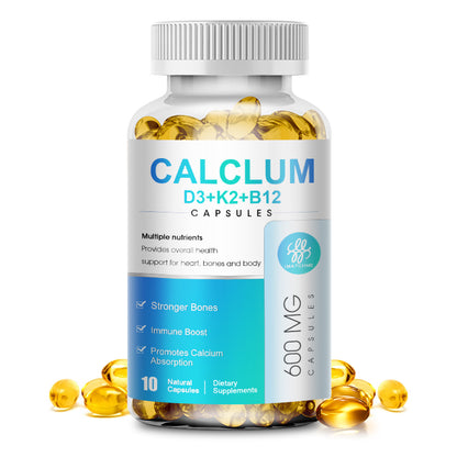 iMATCHME 4-in-1 Calcium Capsules with Vitamin D3,K2,B12 for Heart, Bone & Immune Health Promotes Calcium Absorption