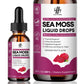 Sea Moss Black Seed Oil for Immune System, Gut, Skin & Energy, 7 in 1 Sea Moss Complex Liquid Drop with Spirulina, Black Elderberry, Burdock Root, Bladderwrack, Dragon Fruit Flavor, 2 Fl Oz