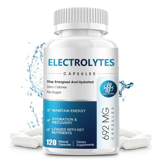 iMATCHME Electrolytes Capsules For Maintain Energy Endurance Hydration & Recovery Loaded With Key Nutrients Energized and Hydrated Zero Calories No Sugar