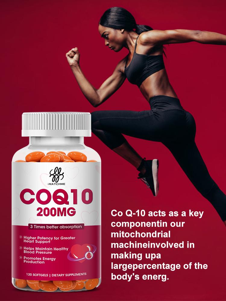 iMATCHME COQ10 Coenzyme Q10 200mg Vegetarian Promotes Cardiovascular Lpw Blood Sugar Level Health Heart Health Provides Energy SupportJoint Health