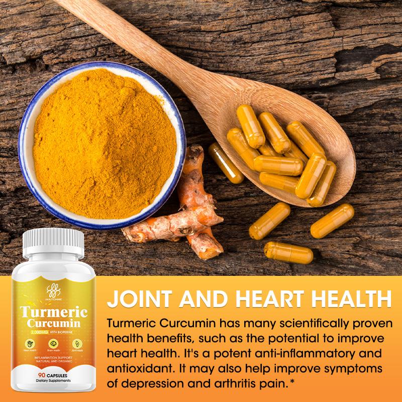 Turmeric Curcumin Capsules Dietary Supplements 2000mg with Bioperine