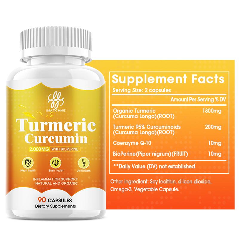 Turmeric Curcumin Capsules Dietary Supplements 2000mg with Bioperine