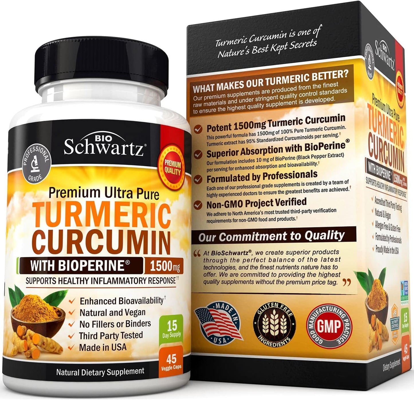 Turmeric Curcumin Capsules Dietary Supplements 2000mg with Bioperine