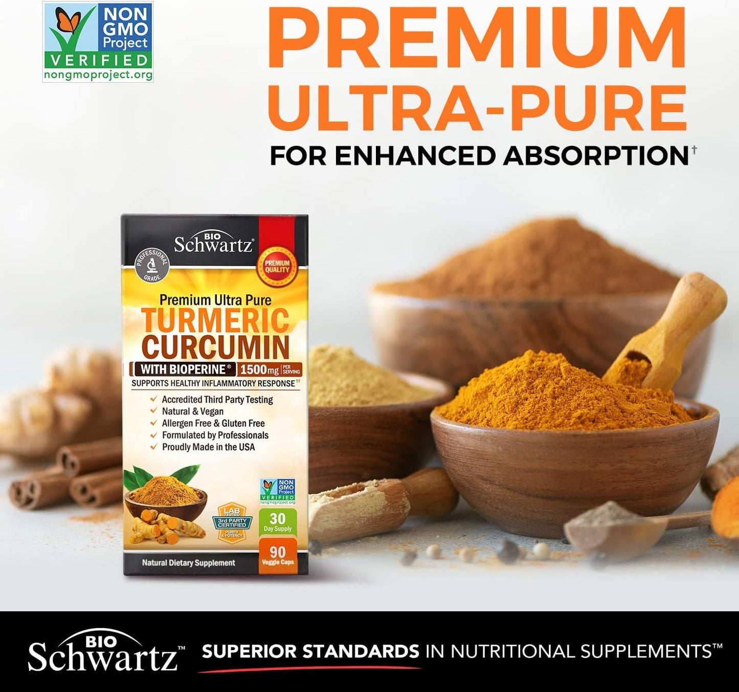 Turmeric Curcumin Capsules Dietary Supplements 2000mg with Bioperine