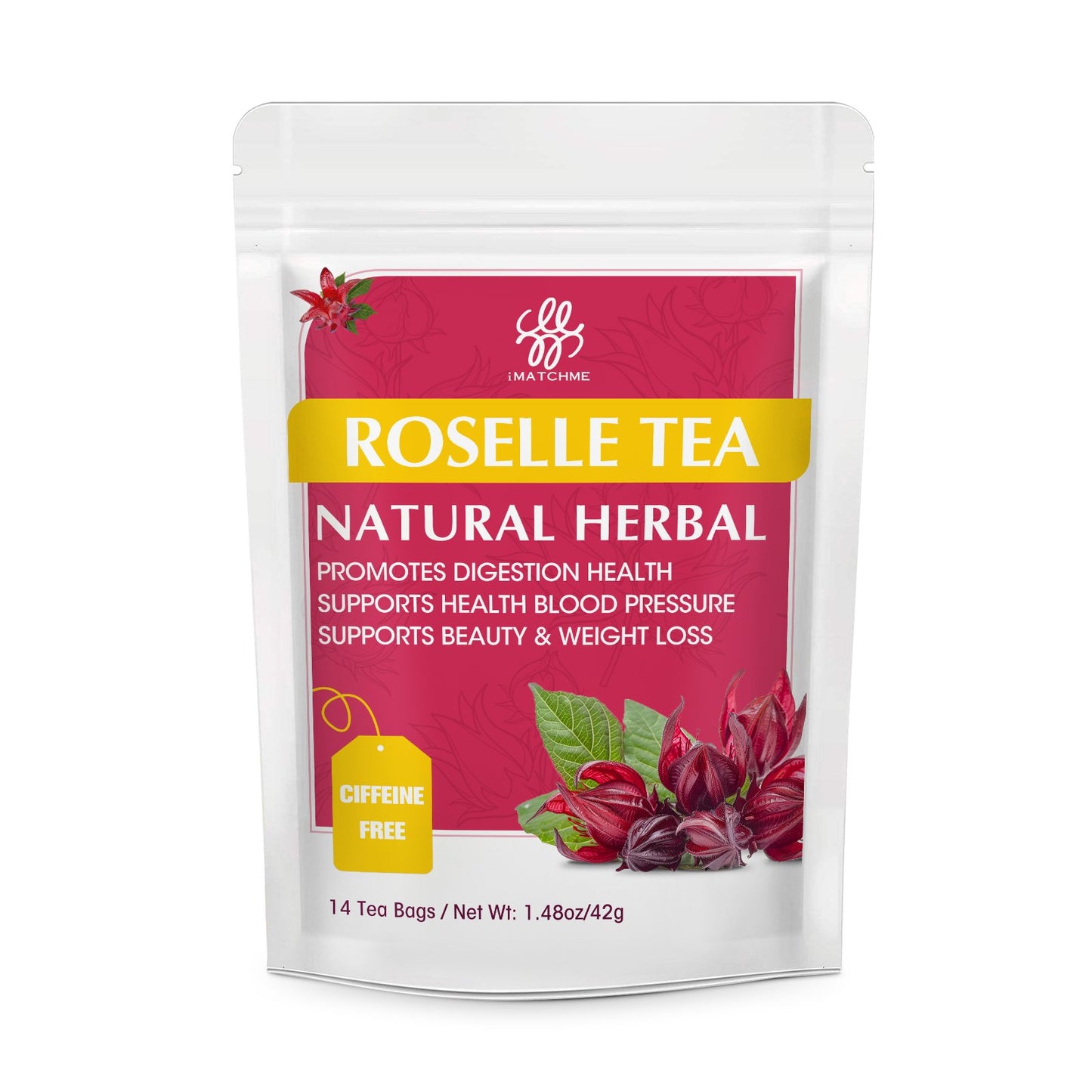 iMATCHME Natural Roselle Tea Rich in vitamin C and Anthocyanins Strengthens the Immune System, Skin Beauty, Promotes Digestion