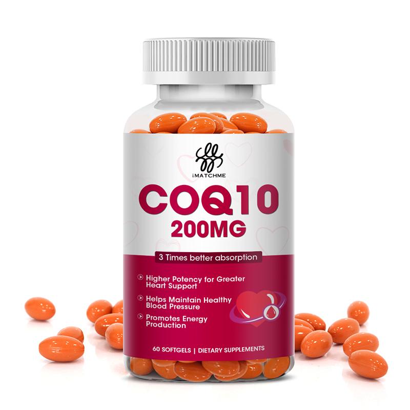 iMATCHME COQ10 Coenzyme Q10 200mg Vegetarian Promotes Cardiovascular Lpw Blood Sugar Level Health Heart Health Provides Energy SupportJoint Health