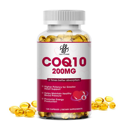 iMATCHME COQ10 Coenzyme Q10 200mg Vegetarian Promotes Cardiovascular Lpw Blood Sugar Level Health Heart Health Provides Energy SupportJoint Health