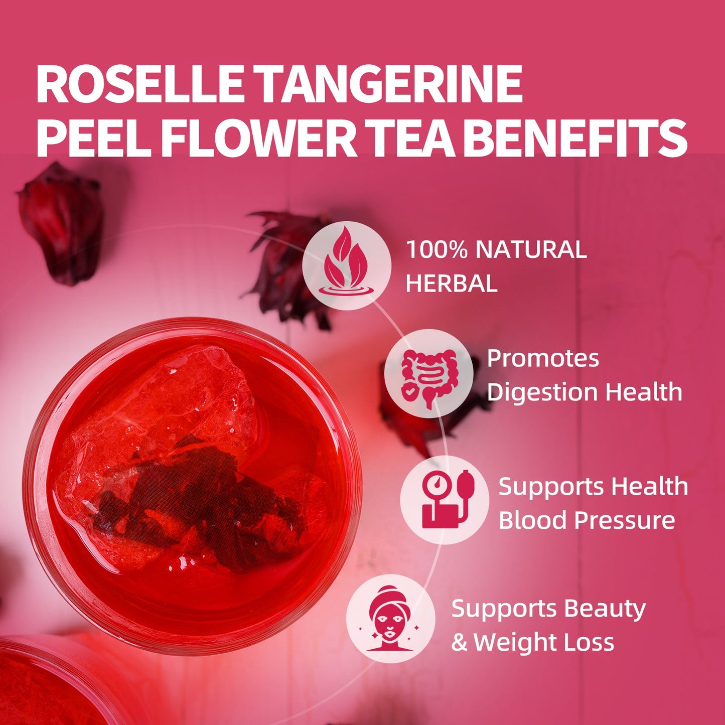 iMATCHME Natural Roselle Tea Rich in vitamin C and Anthocyanins Strengthens the Immune System, Skin Beauty, Promotes Digestion