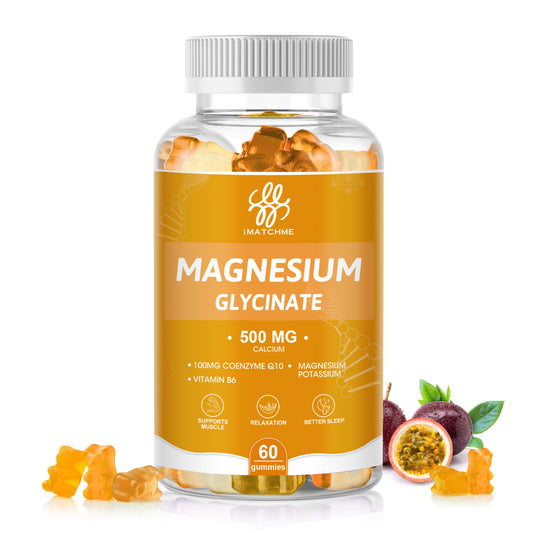 Magnesium Glycinate Gummies Sugar Free with Magnesium Malate, Vitamin D, B6, and CoQ10 for Calm Support & Sleep for Adults