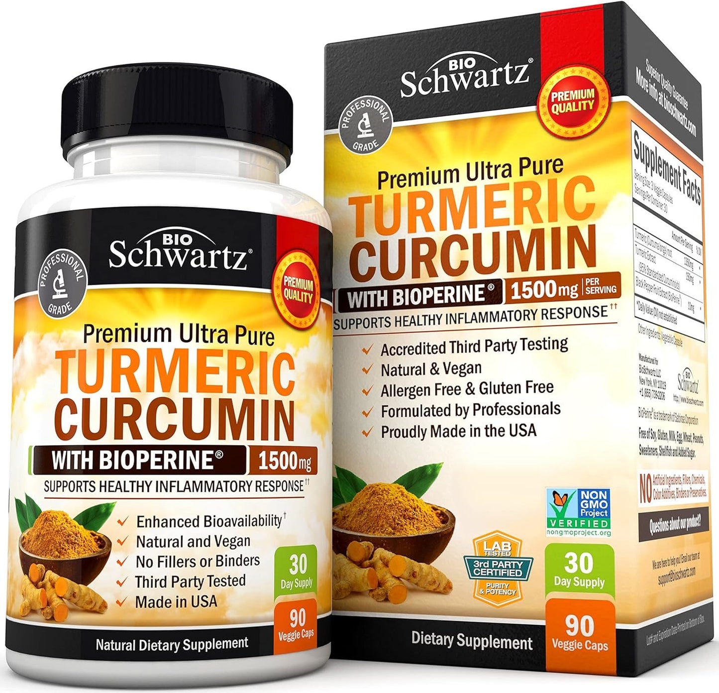 Turmeric Curcumin Capsules Dietary Supplements 2000mg with Bioperine