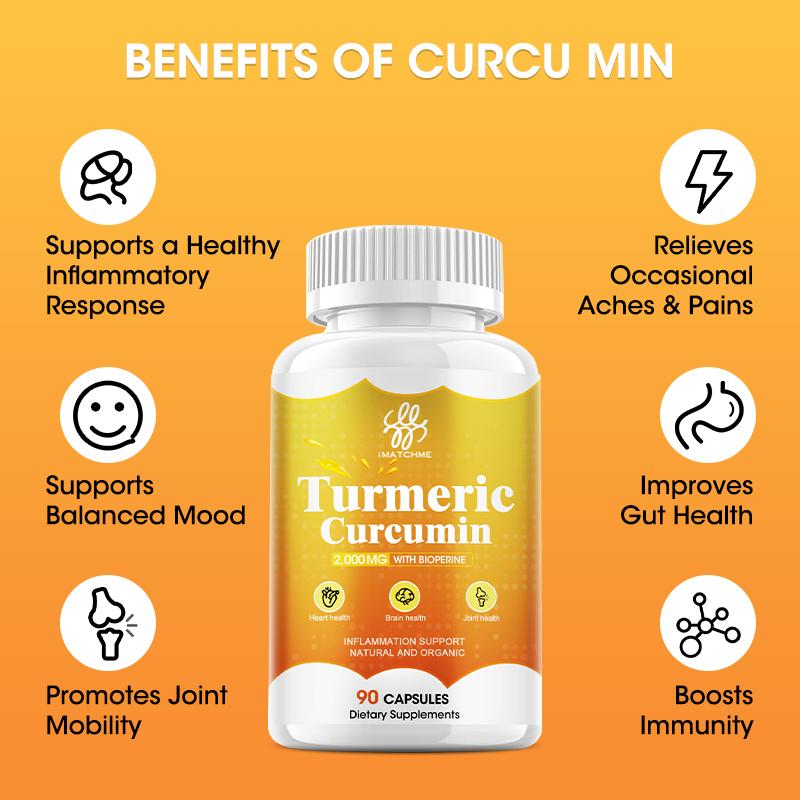 Turmeric Curcumin Capsules Dietary Supplements 2000mg with Bioperine