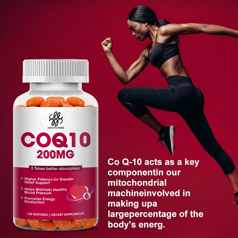 iMATCHME COQ10 Coenzyme Q10 200mg Vegetarian Promotes Cardiovascular Lpw Blood Sugar Level Health Heart Health Provides Energy SupportJoint Health