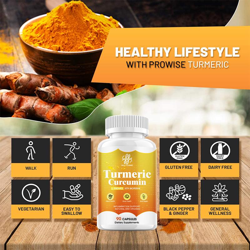 Turmeric Curcumin Capsules Dietary Supplements 2000mg with Bioperine